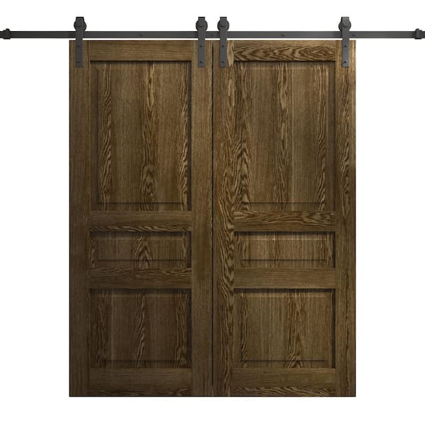 72 in. x 84 in. Marble Oak Solid Wood Double Barn Door Slab With Hardware