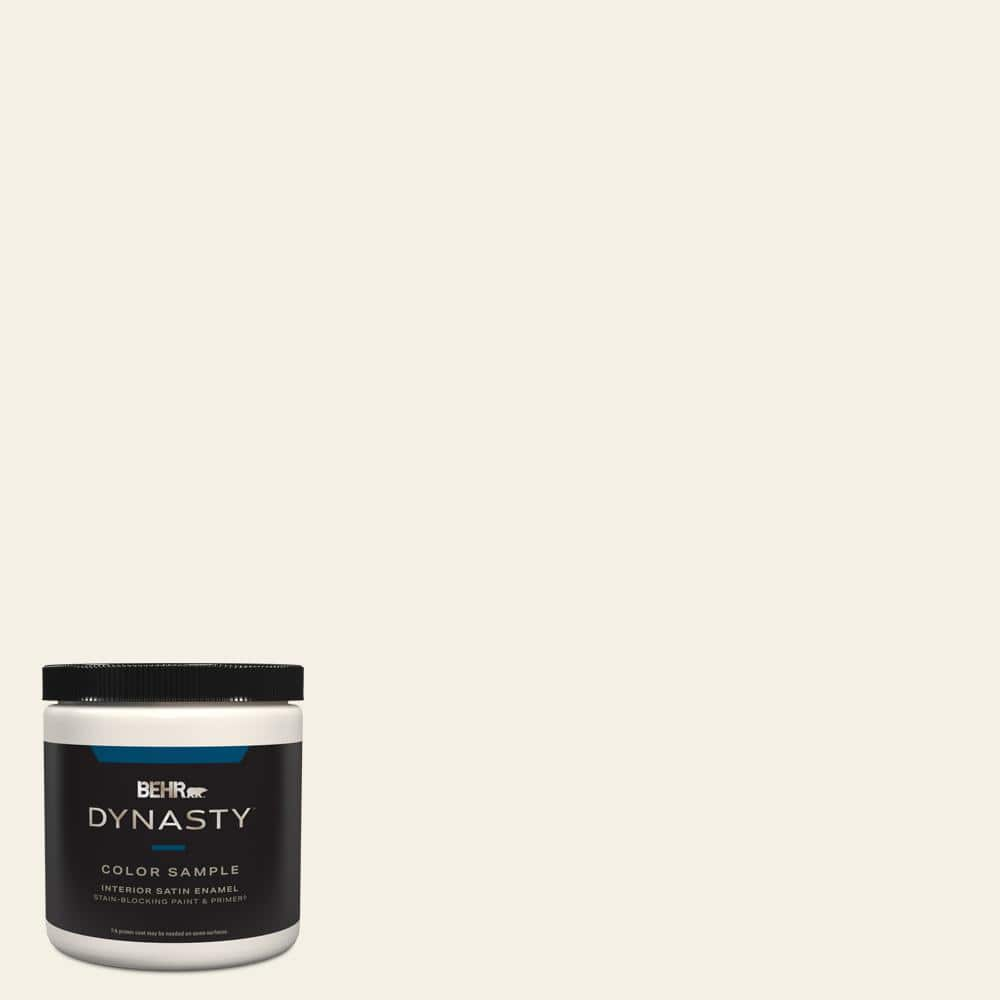 BEHR DYNASTY 8 oz. #GR-W15 Palais White Satin Enamel Stain-Blocking ...