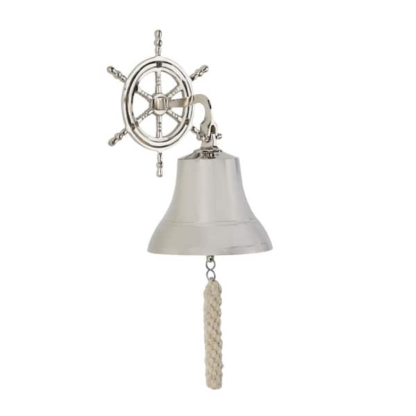 Litton Lane 6 in. Silver Brass Nautical Bell 042068 - The Home Depot