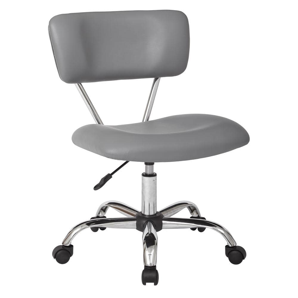 Vista Swivel Low-Back Task Chair in Gray Faux Leather