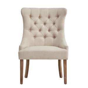 Light Distressed Natural Beige Tufted Dining Chair