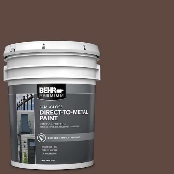 BEHR PREMIUM 5 gal. #AE-18 Nomad Brown Semi-Gloss Direct to Metal Interior/Exterior Paint