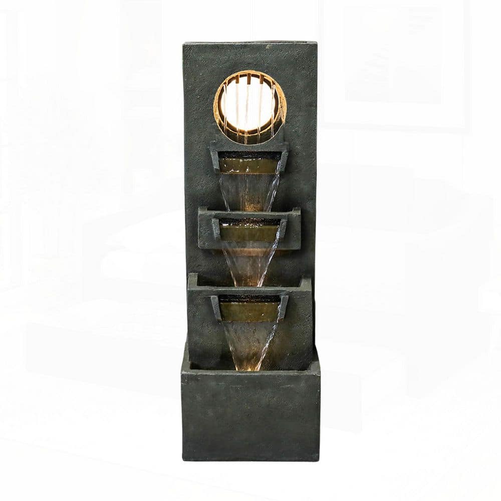 Modern 39.3in.H Polyresin 4-Tier Cascading Tiered Fountain with LED Light for Garden,Patio,Porch, Backyard,Home Decor price history on PriceWatchPro