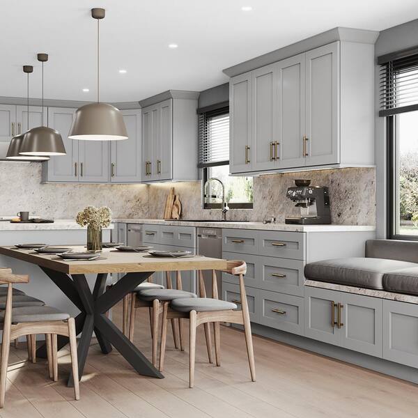 Newport 24 in. W x 24 in. D x 34.5 in. H Assembled Plywood Base Kitchen Cabinet in Pearl Gray with Cutlery Soft Close