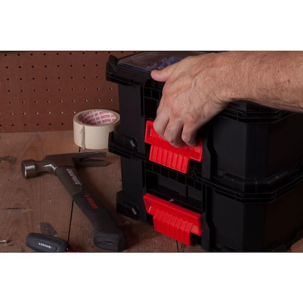 Husky - 20 in. 12-Compartment Stackable Nail Caddy Black Small Parts Organizer