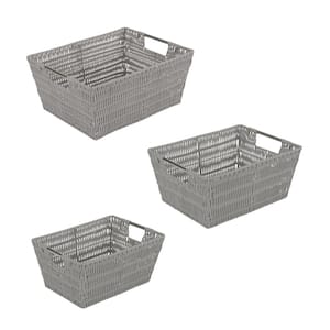 SIMPLIFY 15 in. L x 13 in. W x 5 in. H 2 Pack Slide 2 Stack It Shallow  Storage Tote Baskets Closet Drawer Organizer in Grey 25933-GREY - The Home  Depot