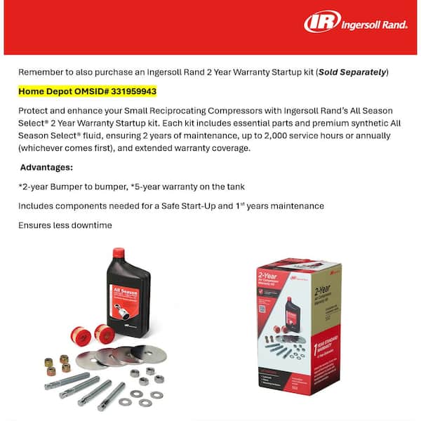 Ingersoll Rand - 60 Gal, 3 HP Single Stage Stationary Electric Compressor