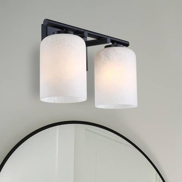 Designers Fountain Bluestone Ridge 16 in. 2-Light Matte Black Wall Vanity Light for Bathrooms