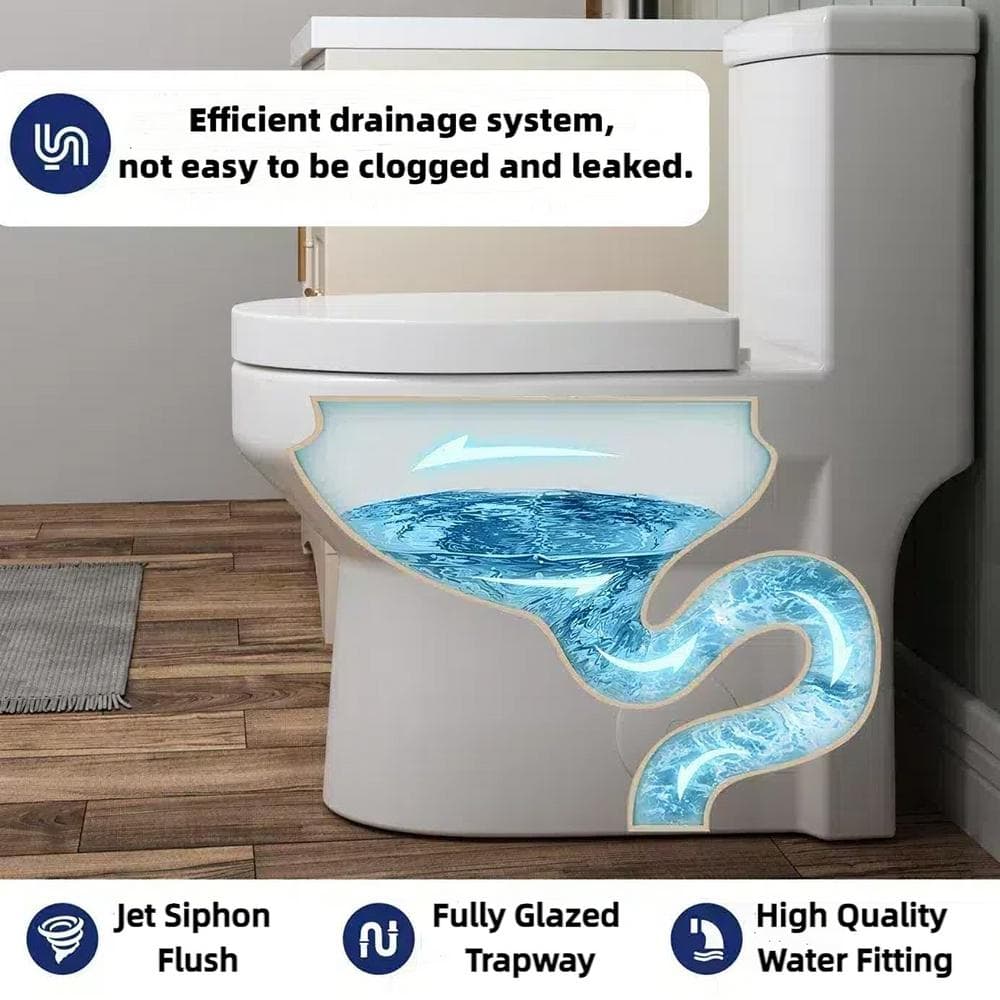 Glossy White Ceramic Dual Flush Elongated Toilet