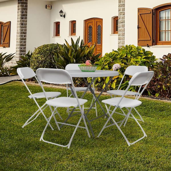 Karl home 299222737140 White Steel Folding Chairs (Set of 5) - 3
