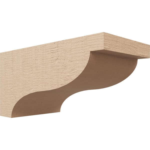 Ekena Millwork 7 in. x 7 in. x 14 in. Wide Garner Rough Cedar Woodgrain TimberThane Corbel, Primed Tan