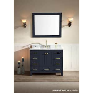 Cambridge 43 in. W x 22 in. D x 36 in. H Vanity in Midnight Blue with Carrara White Marble Top