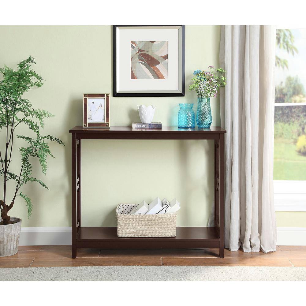 Espresso 40" Wood Console Table with Storage Shelves