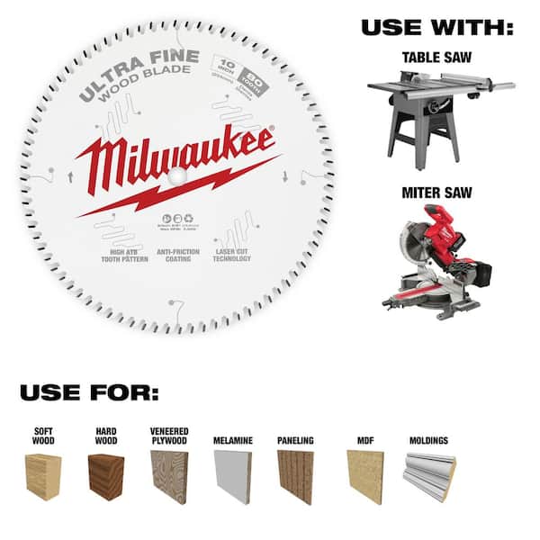 Milwaukee 10 in. x 80-Tooth Ultra Fine Finish Circular Saw Blade