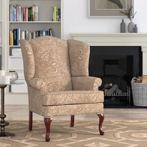 Paisley Cream Wingback Chair