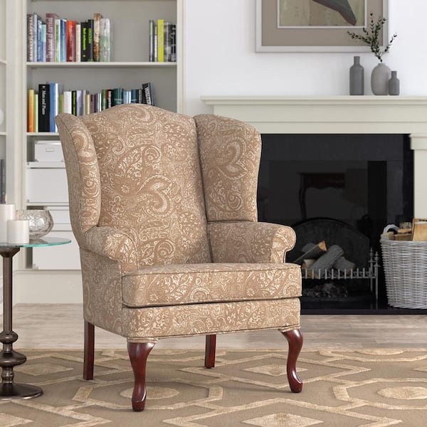 Unbranded Paisley Cream Wingback Chair