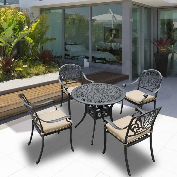 5 Piece Cast Aluminum Patio Dining Set, High Quality Outdoor Furniture