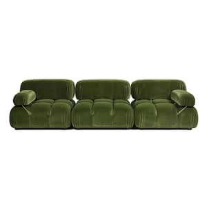 Marcel 109.5 in. Bubble Modular Modern Sofa, Olive Green Performance Velvet (3-Piece)