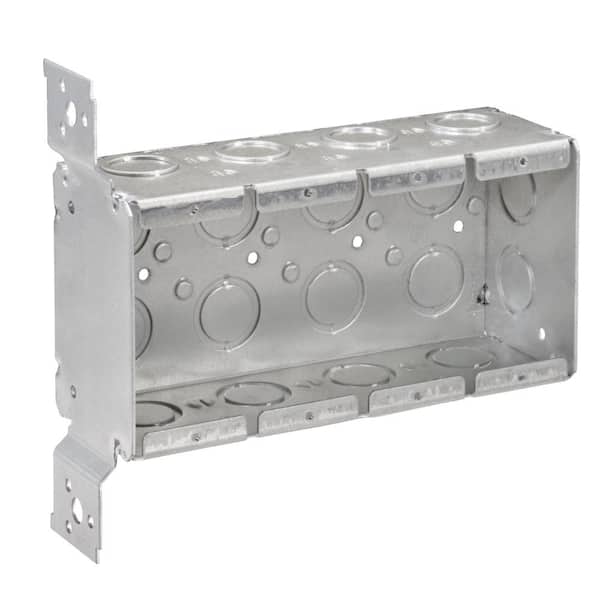Southwire 2-1/2 in. D Steel Metallic 4-Gang Welded Switch Box with 18 CKO's and F Bracket, 1-Pack