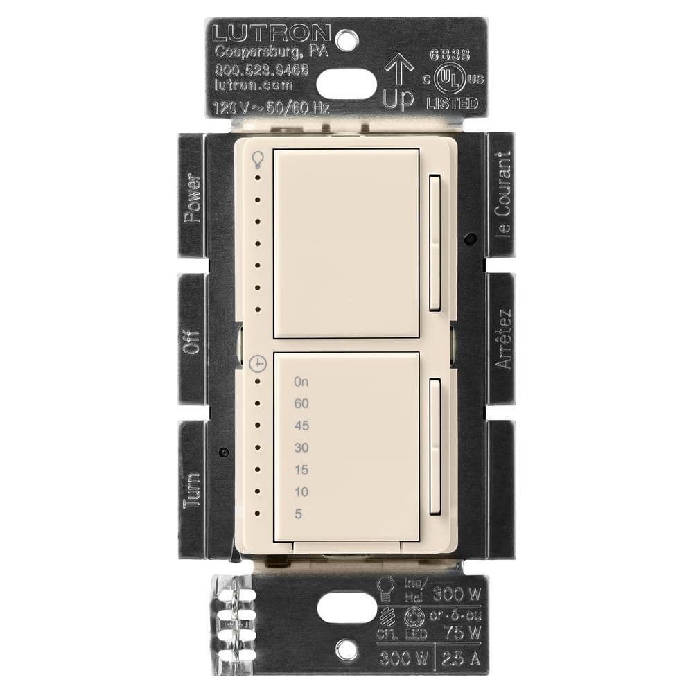 Maestro LED+ Dual Dimmer and Timer Switch, 75-Watt LED Bulbs/2.5A Fans, Single-Pole, Light Almond (MACL-L3T251-LA) price history on PriceWatchPro