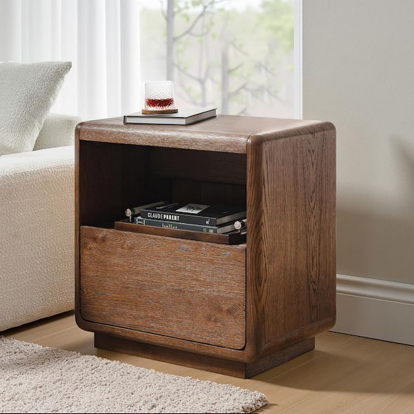 Reagan Walnut 1-Drawers 26 in. W Nightstand with Charging Ports