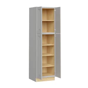 Grayson Pearl Gray Painted Plywood Shaker AssembledUtility Pantry Kitchen Cabinet Soft Close 24 in W x 24 in D x 84 in H