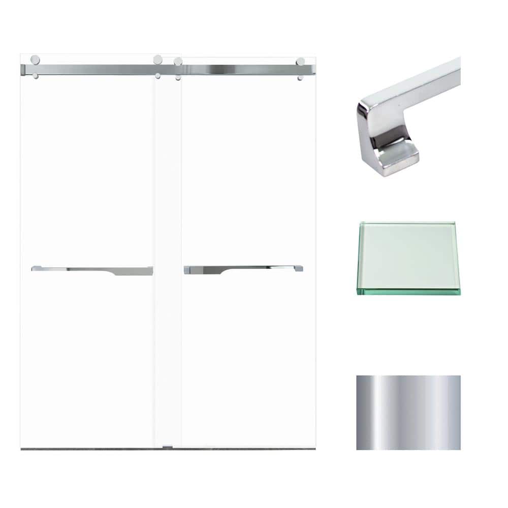 Brooklyn 60 in. W x 80 in. H Double Sliding Frameless Shower Door in Polished Chrome with Clear Glass price history on PriceWatchPro