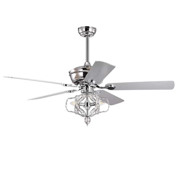 MODERN HABITAT AuraSpark 52 in. Indoor Chandelier Chrome Ceiling Fan with No Bulbs Included with Remote Control