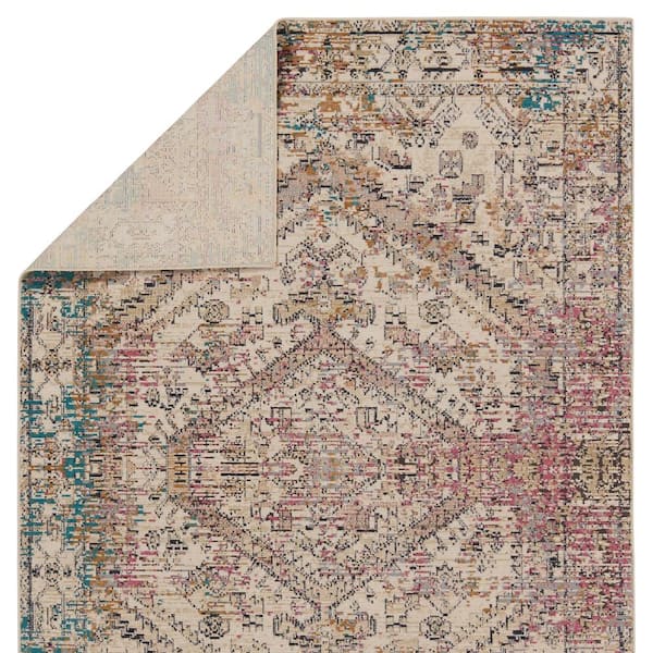 Armeria Multi-Color/Ivory 3 ft. x 4 ft. Medallion Indoor/Outdoor Area Rug