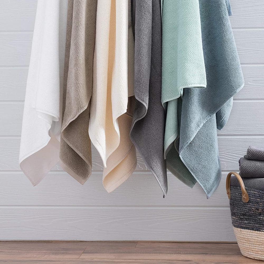 Optic White Cotton Textured Bath Towels - Pack of 4