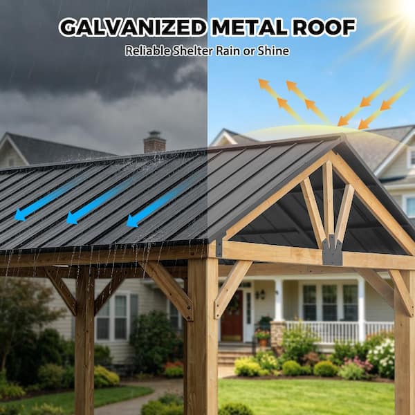 Shade Graphix 13 ft. W x 11 ft. D Metal Hardtop Gazebo w/ Gable