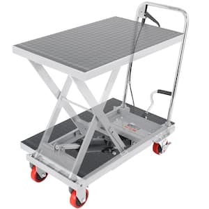 Hydraulic Lift Table Cart 500 lbs. Capacity Manual Single Scissor Lift Table with 4 Wheel 28.5 in. Lifting Height, Gray