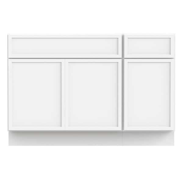 54 in. W x 21 in. D x 32.5 in. H Bath Vanity Cabinet without Top in White