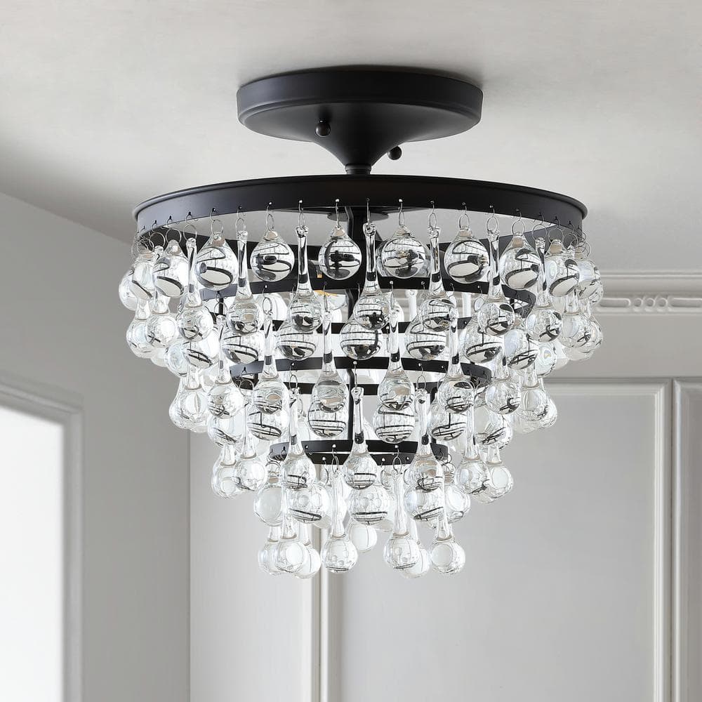Toronto 13" Crystal and Bronze LED Flush Mount Chandelier