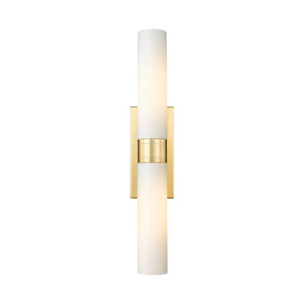 Ballston Urban 24 in. 2-Light Satin Gold Vanity Light with Glass Shade