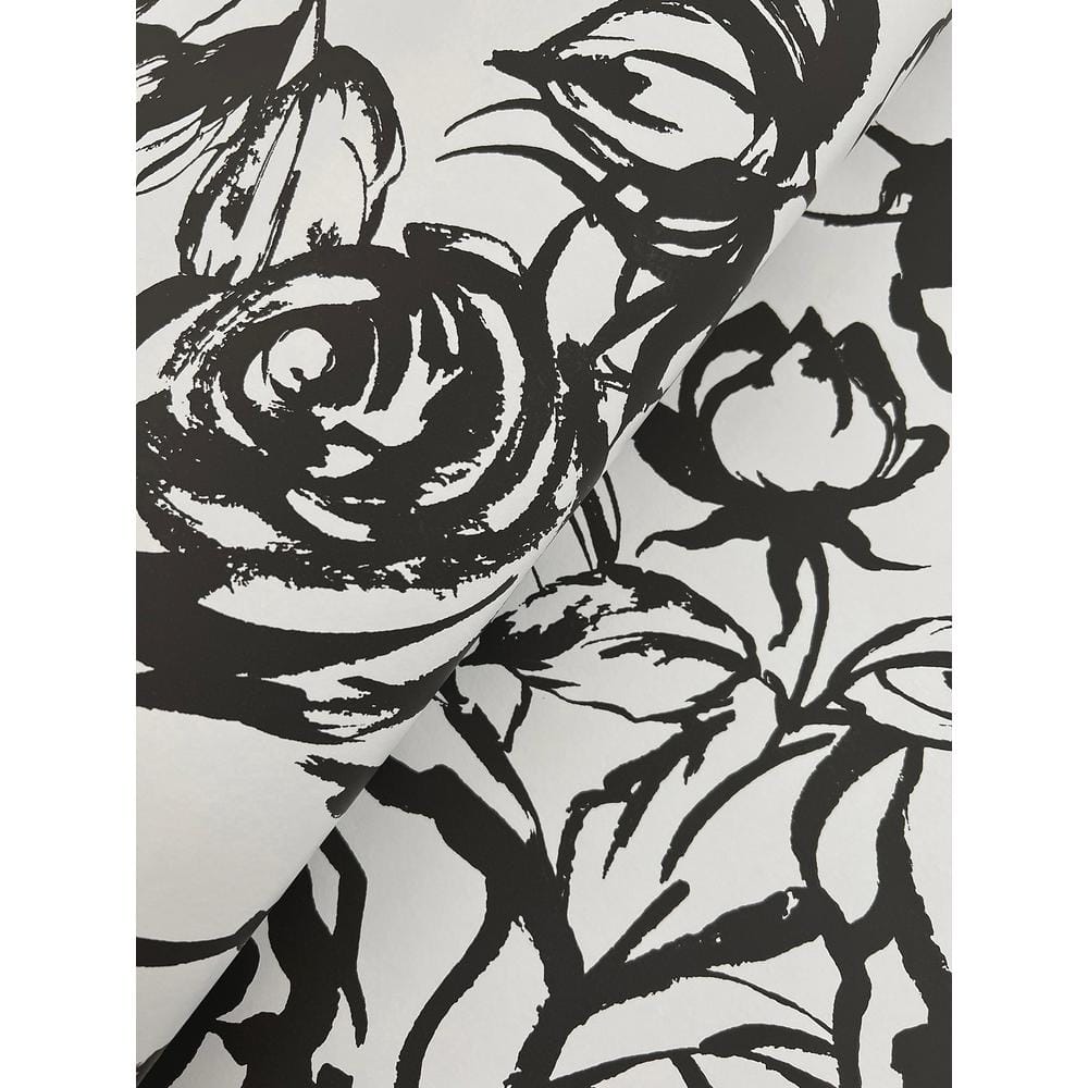 Nelda Black and White Rose Non-Woven Wallpaper