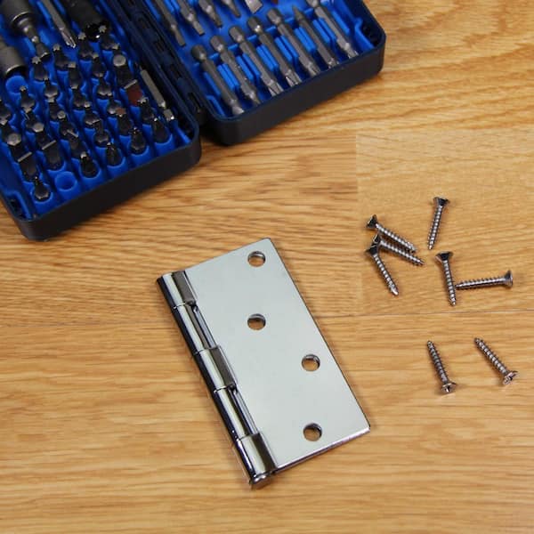 3 in. Square Radius Chrome Squeak-Free Door Butt Hinge