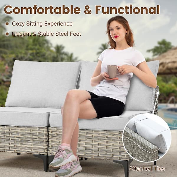 HOOOWOOO Holston 10-Piece Wicker Modern Outdoor Patio HOOOWOOO Holston 10-Piece Wicker Modern Outdoor Patio