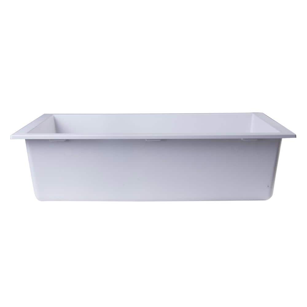 White 30'' Undermount Single Bowl Granite Kitchen Sink