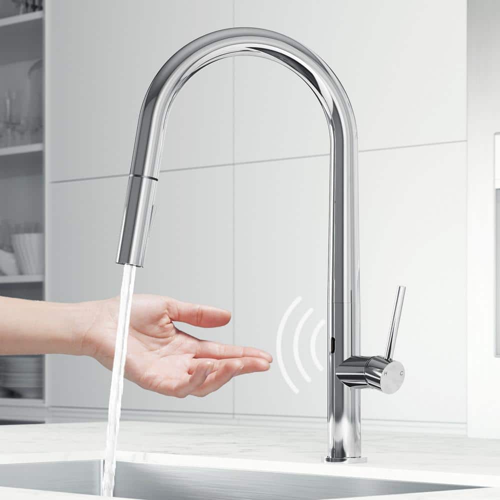 Greenwich Chrome Touchless Pull-Down Kitchen Faucet with Spray