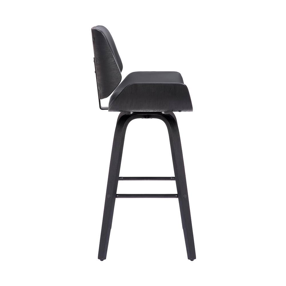 26" Gray Faux Leather Swivel Wood Counter Stool