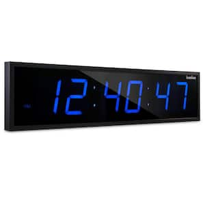 30 in. Large Digital Wall Clock, Wall Mounted LED Wall Clock, Blue