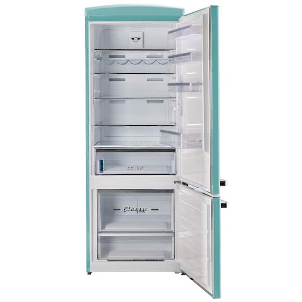 retro_tresure UNIQUE Classic Retro 28 in. 16.7 cu. ft. Frost Free Bottom Freezer