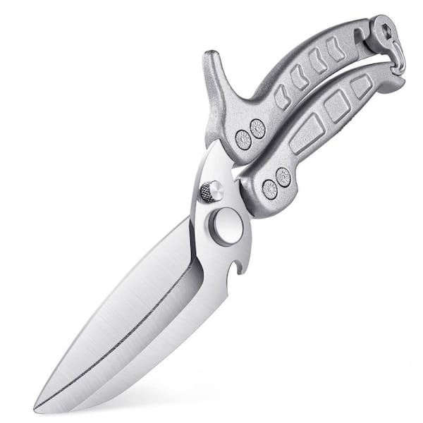 Numhew Silver Poultry Shears, Stainless Steel Kitchen Shears, Kitchen Scissors for Chicken and Meat Cutting