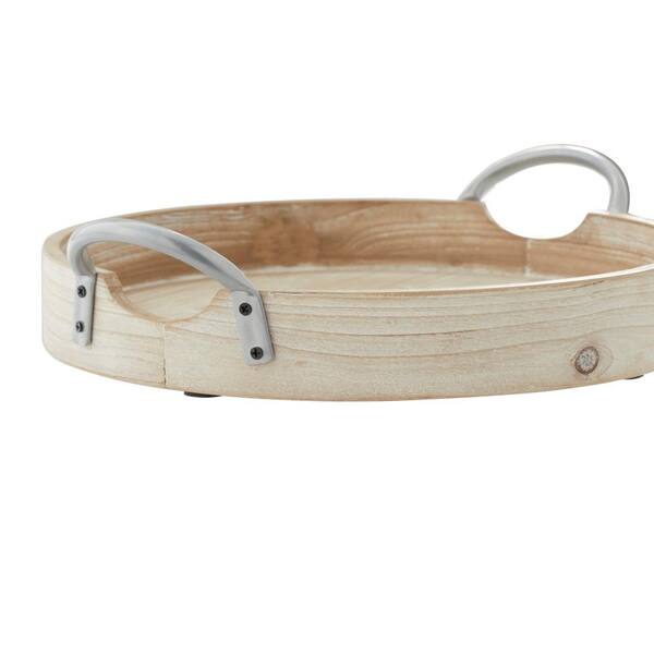 Park Hill Round Wooden Tray with Iron Handles