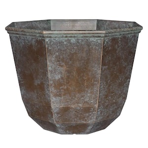 15 in. Weathered Copper Shaina Resin Planter