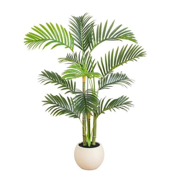 3.5 ft. Artificial Areca Palm Tree in White Round Planter
