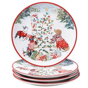 11 in. Special Delivery Multicolored Earthenware Dinner Plate (Set of 4)