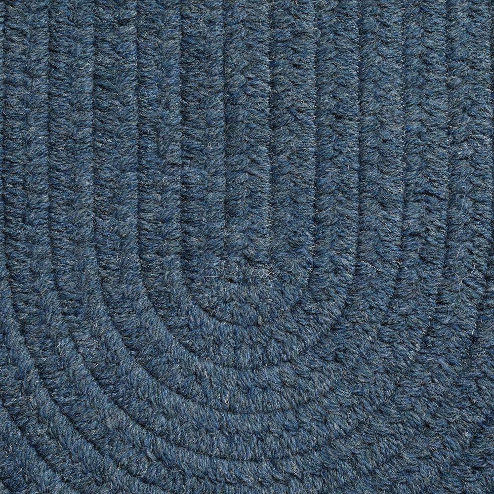 Federal Blue Oval Braided Wool Blend Rug, 2' x 3'
