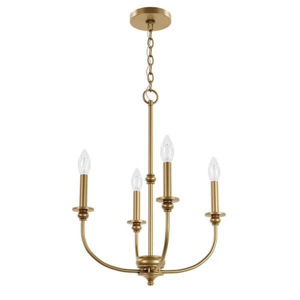 Hunter Southcrest 4 Light Luxe Gold Candle Chandelier for Dining Room with No Bulbs Included